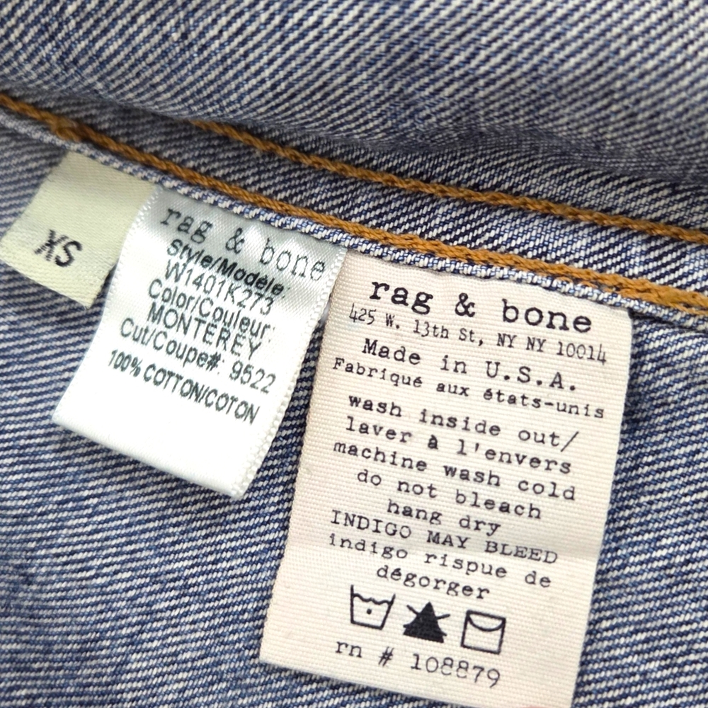 Rag & Bone Distressed Denim Jacket Womens XS Blue Jean Destroyed - Picture 9 of 13